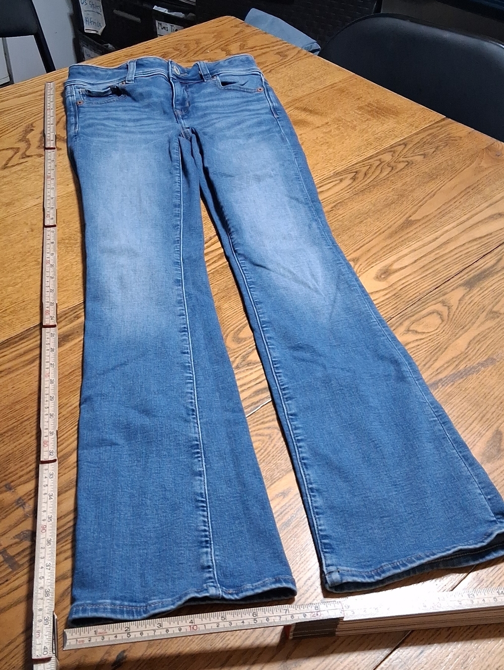 AMERICAN EAGLE Jeans Women BLUE KICK BOOTCUT 000 Stretch Pants Used Flared